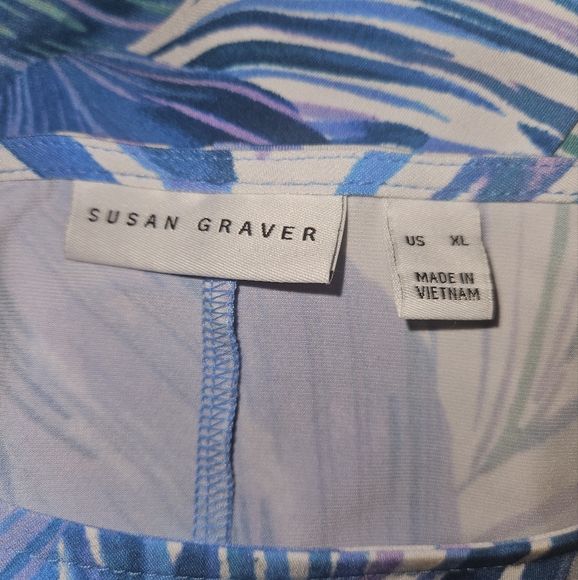 Susan Graver Printed Regular Liquid Knit A-Line Dress Sleeve Ties Pockets XL - Picture 10 of 11